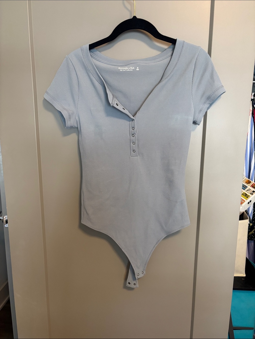 Abercrombie Soft A&F Bodysuit- Blue, Ribbed